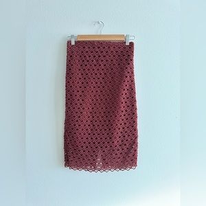 Ann Taylor - Petite Tulip Lace Pencil Skirt in Fresh Chestnut 0P